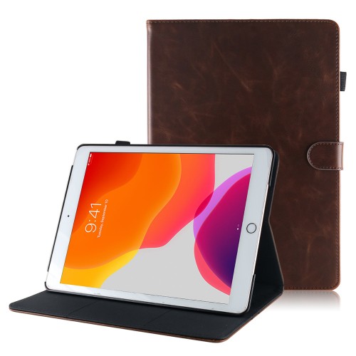 iPad 10.2 (2019 / 2020 / 2021) leren hoes / case donker bruin