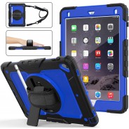 iPad 9.7 (2017 & 2018) case / hoes met screenprotector, handriem en schouderriem voor Horeca en Bouw Blauw