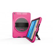 360 graden draaibare, rugged, iPad 9.7 (2017 & 2018) case met screenprotector roze