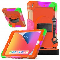 iPad 9.7 (2017 & 2018) case / hoes met screenprotector, handriem en schouderriem voor Horeca en Bouw Lichtblauw