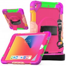 iPad 9.7 (2017 & 2018) case / hoes met screenprotector, handriem en schouderriem voor Horeca en Bouw Lichtblauw