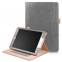 iPad Air 1 / Air 2 / 9.7 (2017) leren case / hoes grijs incl. standaard met 3 standen