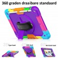 iPad 10.2 (2019 & 2020 & 2021) case / hoes met screenprotector, handriem en schouderriem voor kinderen en scholen - Kleurrijk Paars